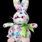 RARE Ganz Peace Bunny Rabbit Plush Stuffed Animal Beanie Colorful Floral Signs