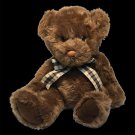 Applause Russ Brown Plush Teddy Bear Bow Stuffed Animal Sits 10" Soft Furry Toy
