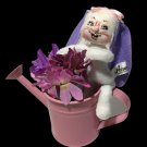 Annalee Azalea Bunny Rabbit in Watering Can Pail Open Mouth Smile 5.25" RARE