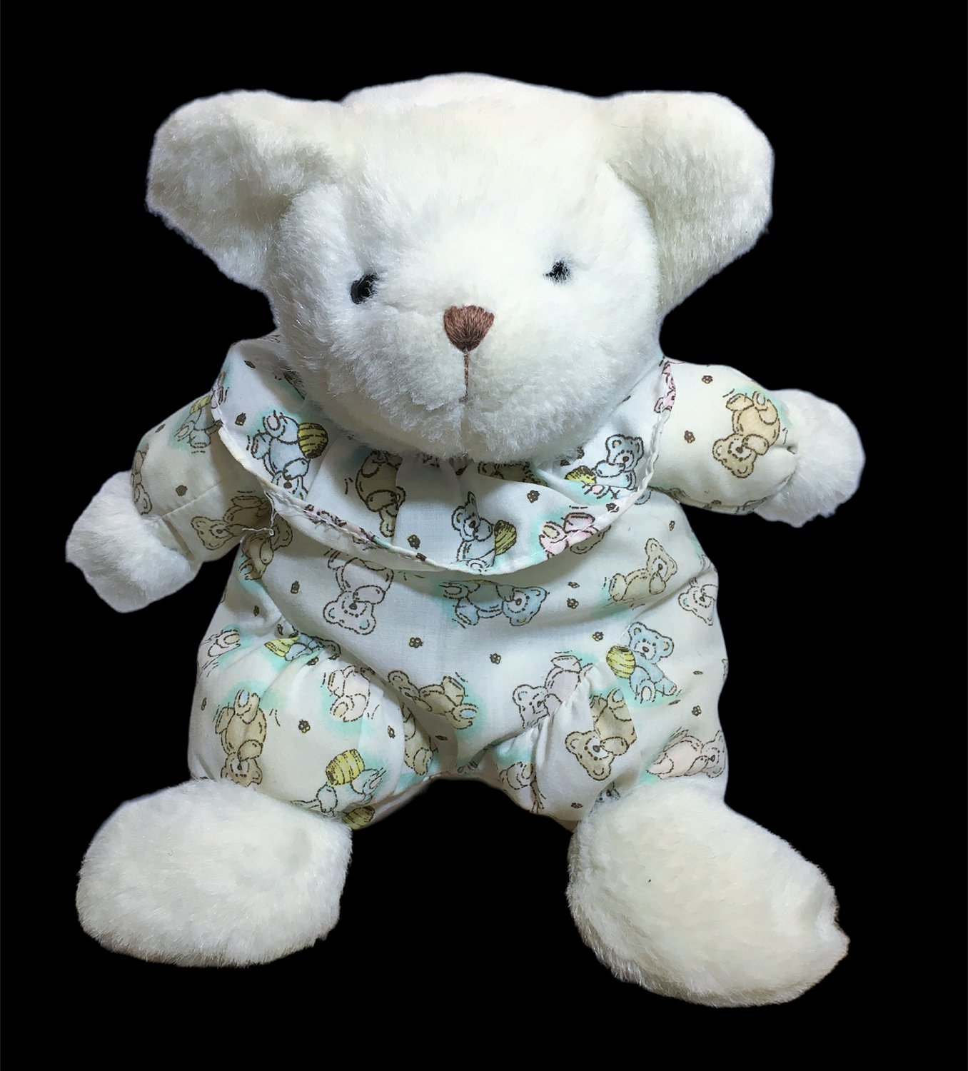 VTG Carters Bear Plush Baby Rattle Bears Design Ruffle Stuffed Animal 10" RARE