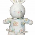 Carters Baby Plush Rattle Bunny Rabbit ABC Pajamas Slippers Pink Blue Dots 8"