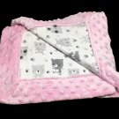 Pink Minky Dot Baby Blanket Teddy Bear Design LARGE 36" x 24" Unique Blankie Pink Minky Dot Baby Blanket Teddy Bear Design LARGE 36" x 24" Unique Blankie