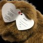 Ty Classic Brown Bear Magee Plush Stuffed Animal Toy Gold Satin Bow Vintage 1998