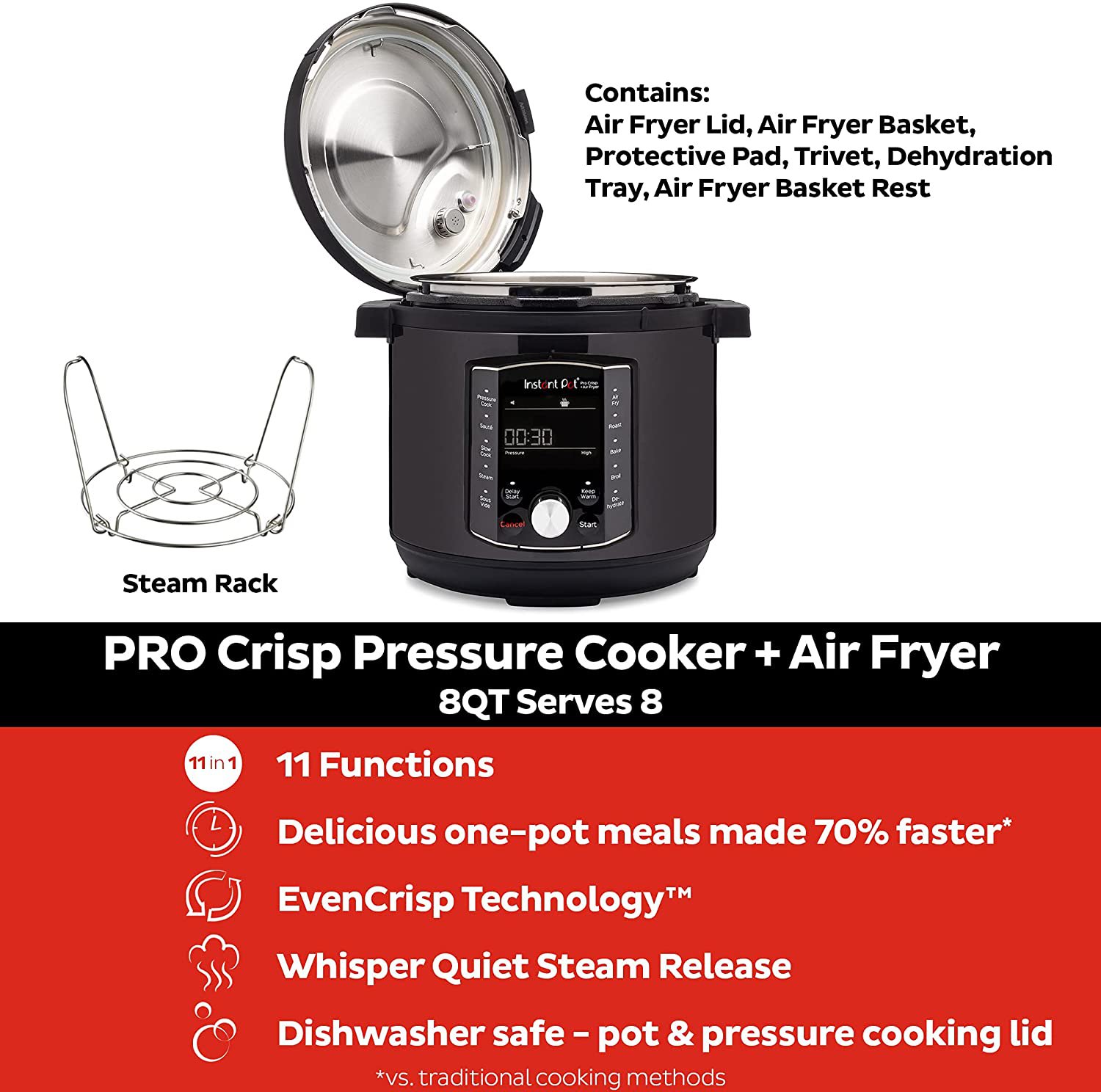 Instant Pot® Pro™ Crisp & Air Fryer 8-quart Multi-Use Pressure Cooker ...