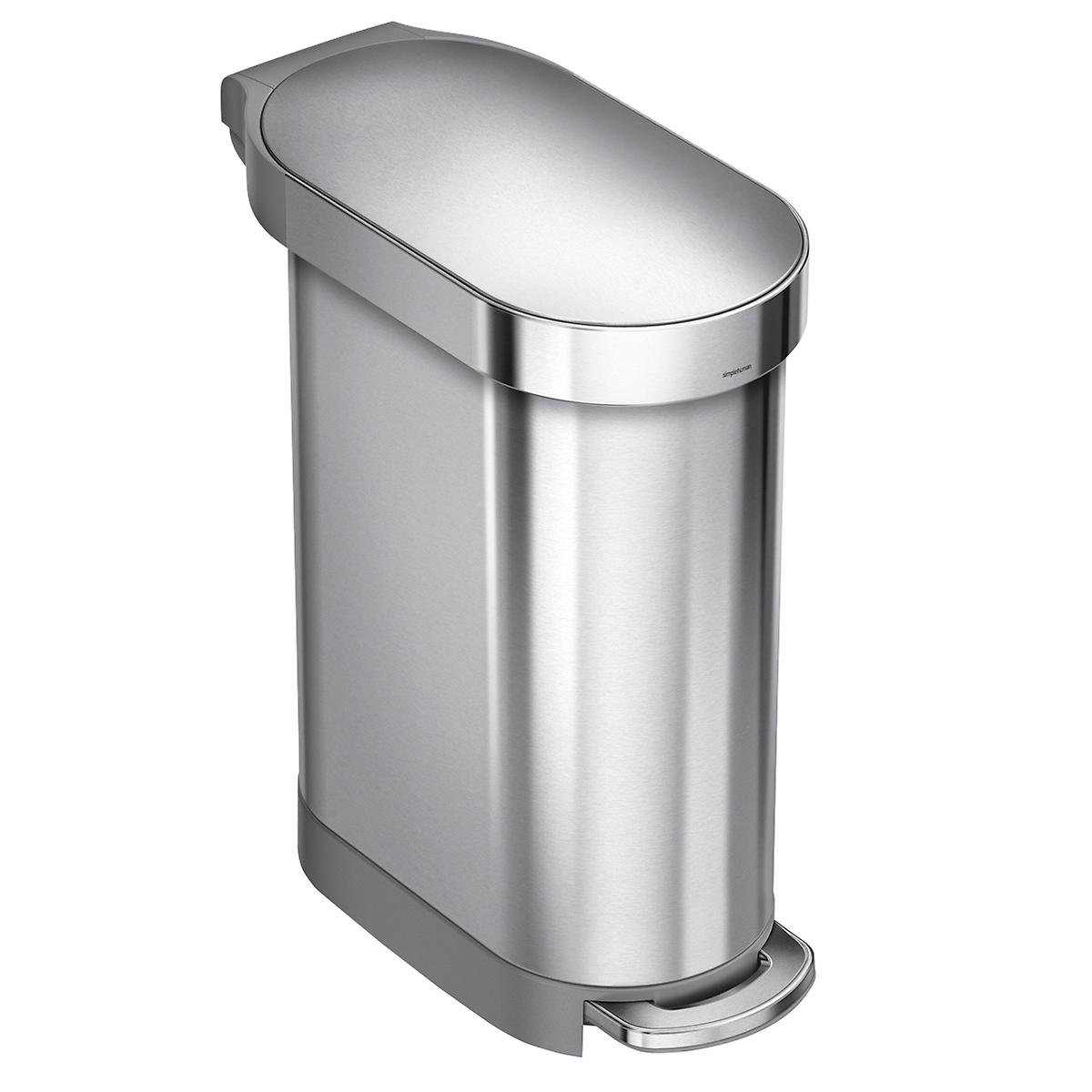 simplehuman® Slim 12gal45-Liter Step-On Trash Can with Liner Rim