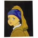 Original 10" x 8" Anime Girl with Pearl Earring Signed Acrylic Painting