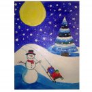 Original 12" x 9" Winter Time Signed Acrylic Painting