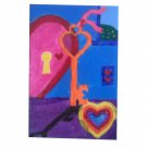 Original 4" x 6" A Key to a Heart Acrylic Painting