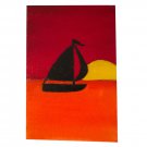 Original 4" x 6" Sailboat at Sunset Acrylic Painting