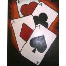 Original 12" x 16" Cards a Fire Acrylic Painting