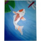 Original 11" x 14" Koi Fish Signed Acrylic Painting