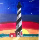 Original 11" x 14" Cape Hatteras Lighthouse Signed Acrylic Painting