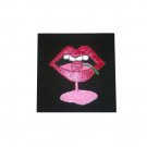 Original 4" x 4" Drooling Cherry Lips Acrylic Painting