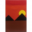 Original 4" x 6" Sunset over Pyramids Acrylic Painting