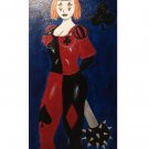 Original 8" x 16" Harlequin of Clubs Signed Acrylic Painting