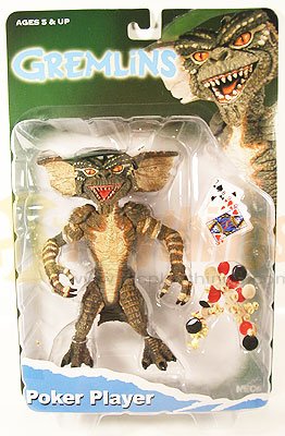 NECA GREMLINS Action Figure Poker Player w/ cards, visor, poker chips, cookies, popcorn