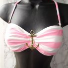 VTG Pink Stripe ANCHOR BIKINI TOP Swimwear