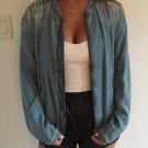 Zara spike denim zip Jacket Blue Jean M