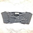 AMERICAN APPAREL STRIPED RUCHED BANDEAU TOP Bikini BEACH Bra BLK WHITE