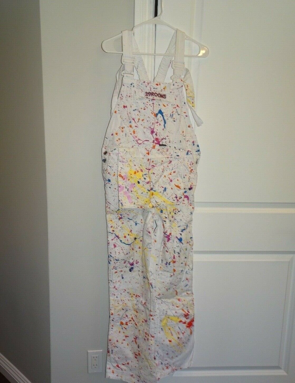 29Rooms 80s Style Paint Splatter Denim White Overalls Port West Brand S