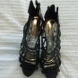 Vegan Leather BLACK CAGED HEELS 7 Shoe