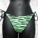 VTG GREEN ZEBRA STRIPE BIKINI BOTTOM S Animal Print Swimwear