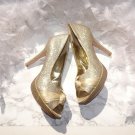 CATHY JEAN Gold Glitter PLATFORM Stilletto Heels 8
