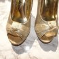 CATHY JEAN Gold Glitter PLATFORM Stilletto Heels 8