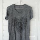 Eye Lable CHAINS GRAPHICS TEE Grey T Shirt Womens scoop neck cut Sz S