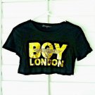 New London Boy Fan Styled Cropped tee Gold foiled lettering