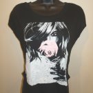 GIRL SMELLING ROSE Graphic TEE t-shirt XS BLACK