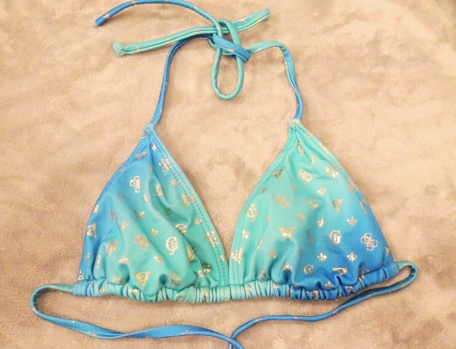 GUESS INSIGNIA Swimwear BLUE String Triangle bikini top M
