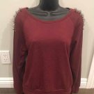Cotton Candy Maroon Spike Shoulder Sweatshirt M