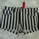 5/48 Striped Jean Shorts 2 NWT Black/ Optic White