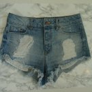 H&M Divided DESTROYED BLUE DENIM JEAN SHORTS Sz 6