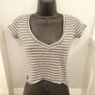 Urban Outfitters BDG Grey STRIPED CROP TOP TShirt Tee XS
