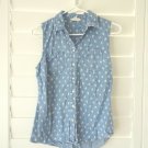 VTG maison Jules DENIM FLORAL SHIRT S Sleeveless Button Top