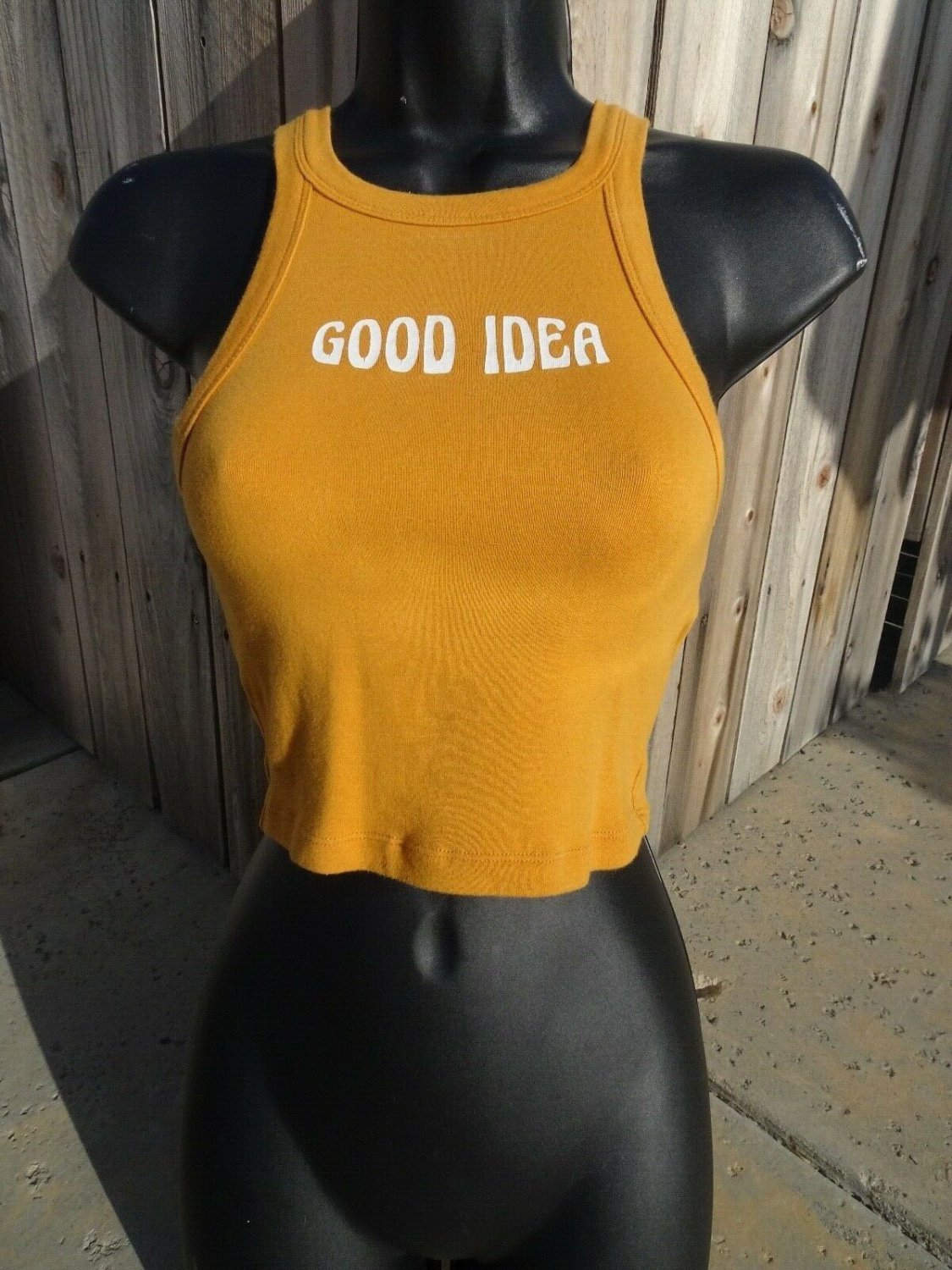 F21 GOOD IDEA Crop Top Tank S Mustard Gold