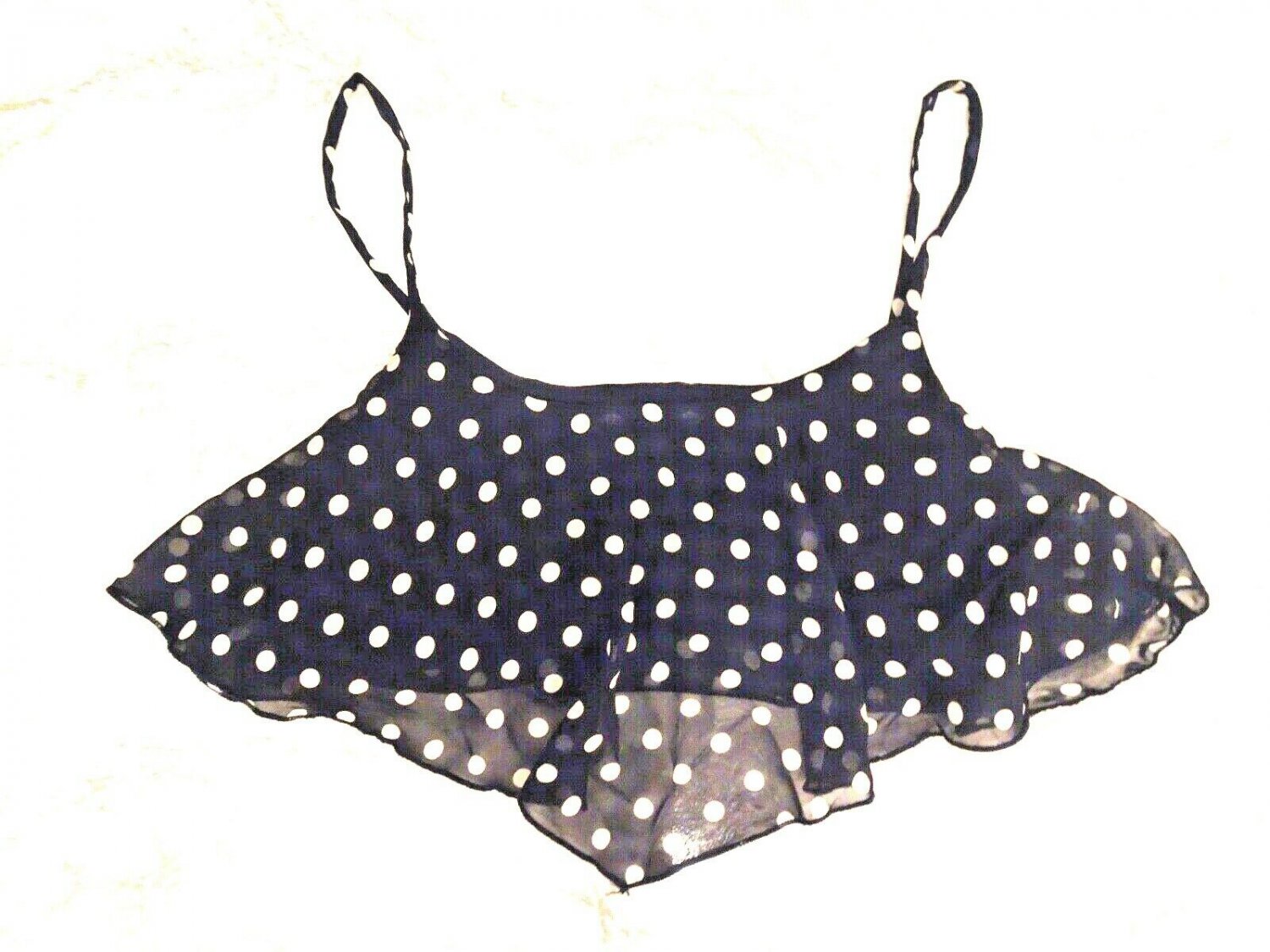 B SHARP Blue POLKA DOT CROP CAMI S