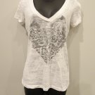 Vintage SUNDOG ROSE HEART CORSET TEE t-shirt S WHITE M