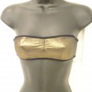 H&M Shiny GOLD Lamae METALLIC RUCHED BANDEAU TOP Bikini BEACH Bra