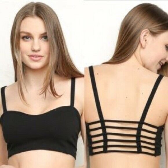 BRANDY MELVILLE Caged Cropped Bralette Black S