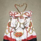 CACHE Gold Chain SILK HALTER CAMI  BABYDOLL TOP S