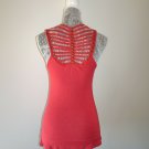 STARING AT STARS EDGY RED TANK TOP S grommets studs cutout shredding TeeRacerbac