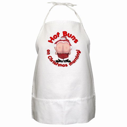 FUNNY Mooning Santa Hot Buns Christmas Holiday BBQ Kitchen Apron with ...