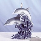 Double Dolphin On Wave Candle