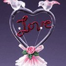 Glass Sculpture Color "Love" With Heart-Shaped