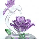 Glass Sculpture Hummingbird With Flower