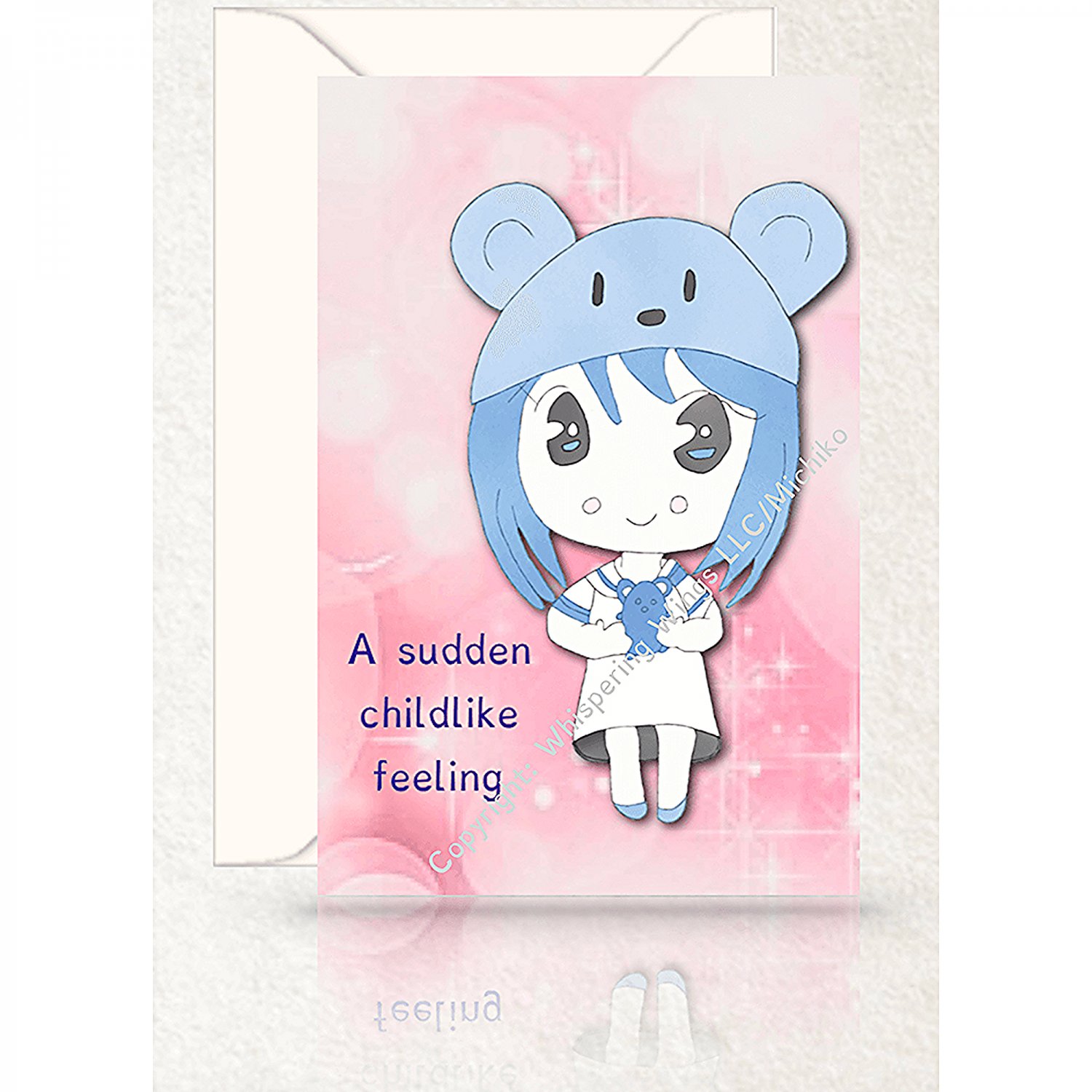 Personalized Hand Drawn Kawaii Mouse Outfit Original Poetry Greeting Card