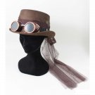 BROWN CYLINDER STEAMPUNK HAT